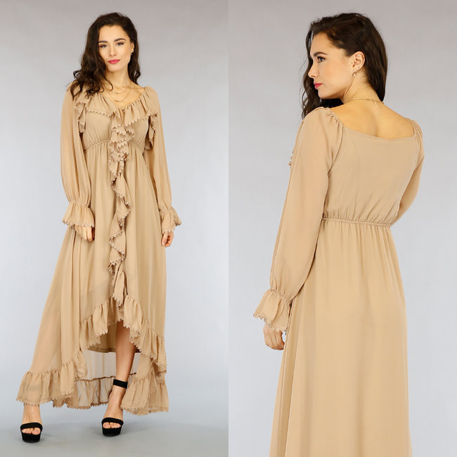 boho kleid beige