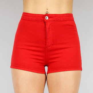 Basic Red High Waist Shorts mit Stretch