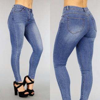 SALE Dunkelblaue Stretch-Jeans mit hoher Taille