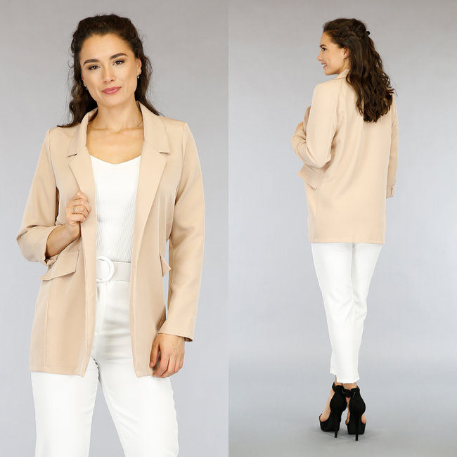 SALE Beigefarbener Blazer mit Dreiviertel-Ärmeln