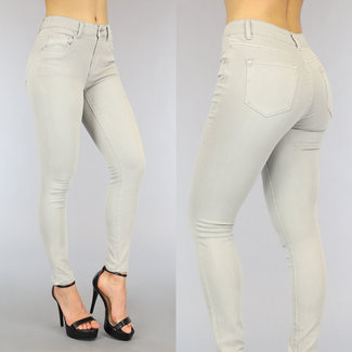 SALE Hellgraue Stretch-Jeans mit hoher Taille