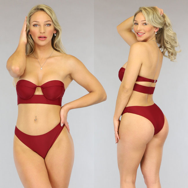 SALE Weinroter Push-Up Bau Bikini