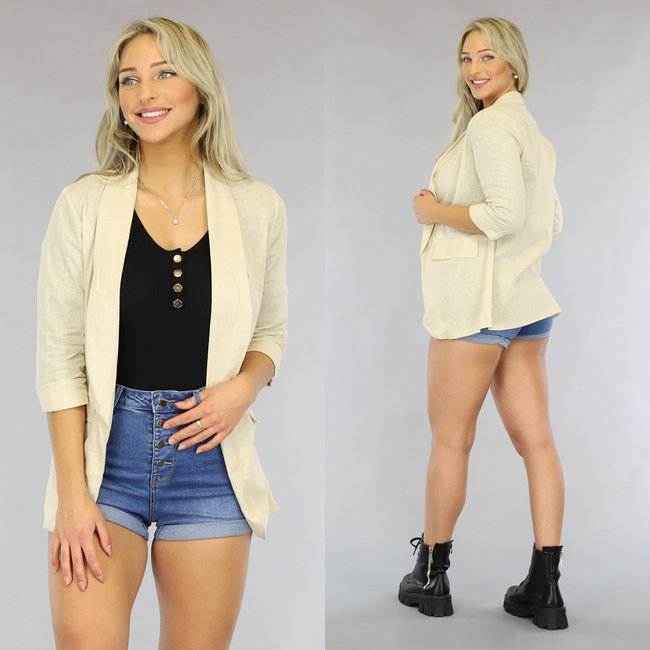 SALE Beigefarbener, locker sitzender Blazer