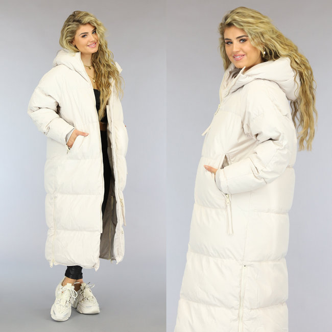 Beige gesteppter Wintermantel in Übergröße
