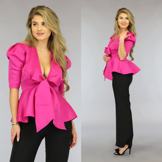 SALE Sexy Fuchsia Puff-Top mit Schleifendetail