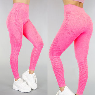 Neon-Pink Ultra hohe Taille Sport Leggings