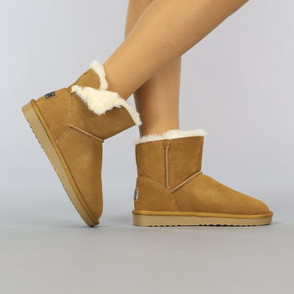 BF2023 Camel Wildleder gefütterte Schneestiefel mit Wickel