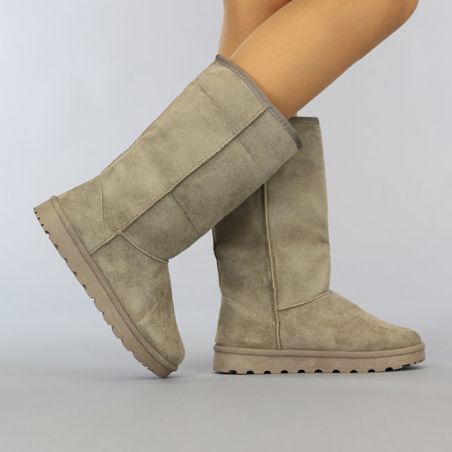 BF2023 Basic Taupe Schneestiefel mit Kunstfell