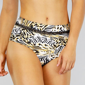 NEW2303 Tierdruck Hoher Taille Bikini mit Zickzack-Detail - Höschen