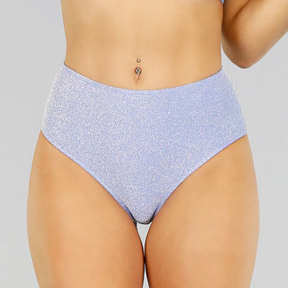 SALE Blauer Glitzer-Bikini mit hoher Taille - Unterteil