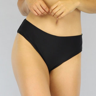 SALE35 Schwarzer Bandeau-Bikini mit hoher Taille und Blättern - unten