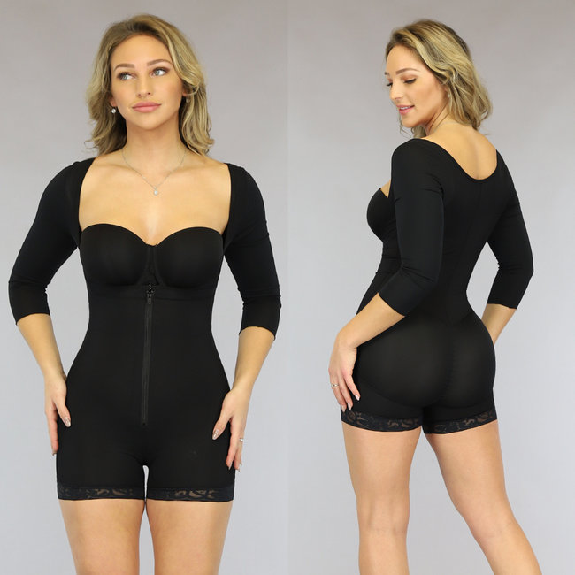 Schwarzer korrigierender Langarm-Bodyshaper