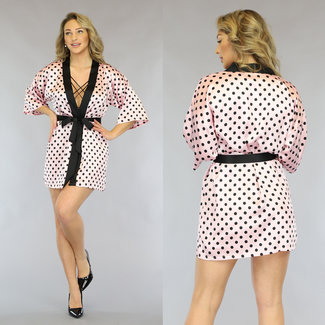 BF2023 Hellrosa Polkadot Satin Kimono