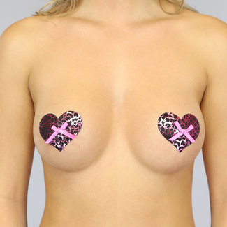 SALE80 Rosa Leopard Herz Nipple Covers
