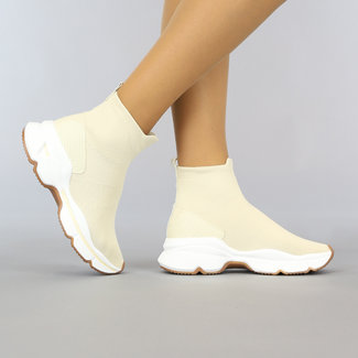 SALE80 Hohe Ecru Socke Slip-on Sneakers