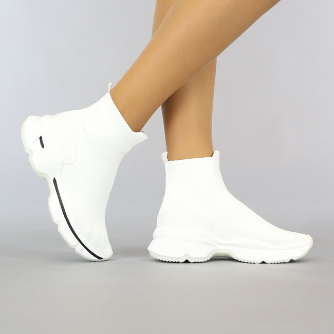 Hohe weiße Socken Slip-on Sneakers