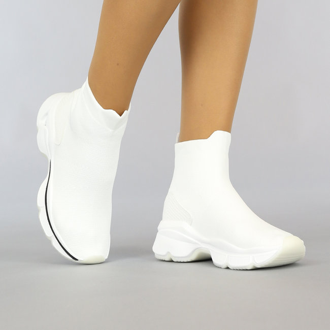 Hohe weiße Socken Slip-on Sneakers