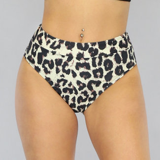 Hochtailliertes Maxi-Bikini-Unterteil mit Leopardenmuster