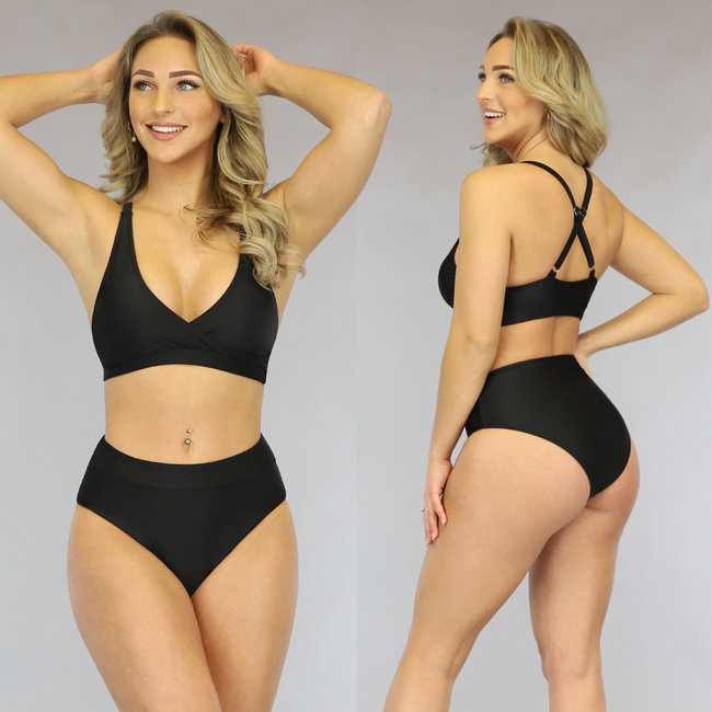 Schwarzes Maxi-Bikini-Unterteil mit hoher Taille