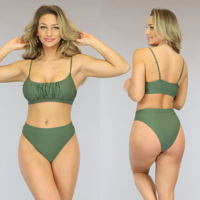 Grüner High Waist Cheeky Bikini Bottom