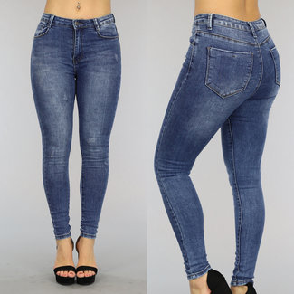 OP=OP! Basic Blue Mid Waist Skinny Jeans mit Kratzern