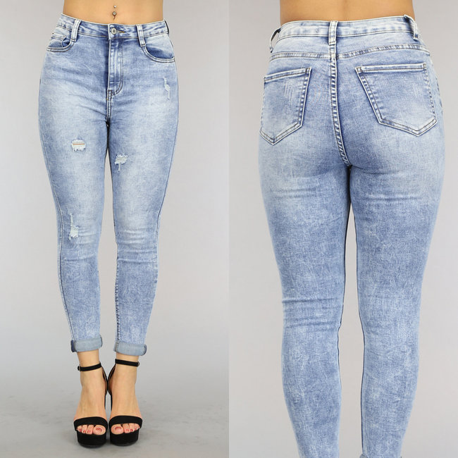 Hellblaue Super High Waist Skinny Jeans