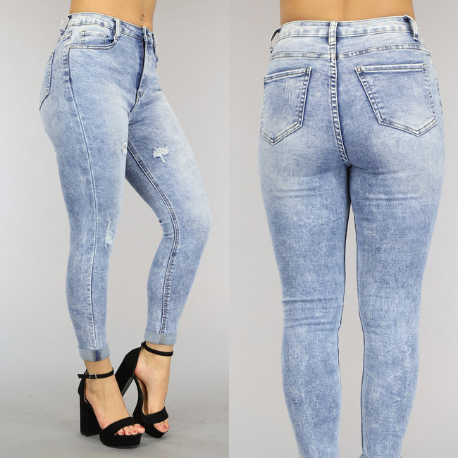 Hellblaue Super High Waist Skinny Jeans