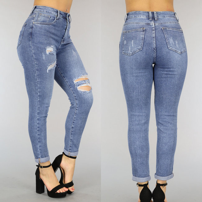 Blaue Regular Fit Jeans mit Rissen