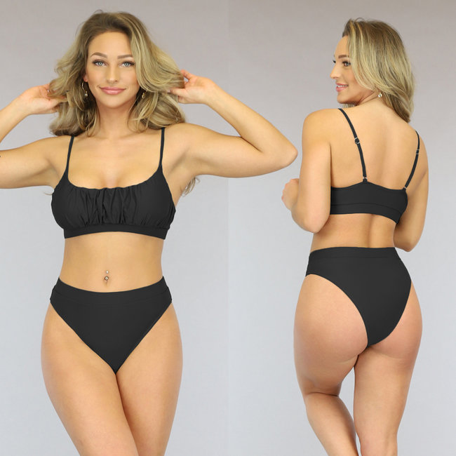 Schwarzer High Waist Cheeky Bikini Bottom