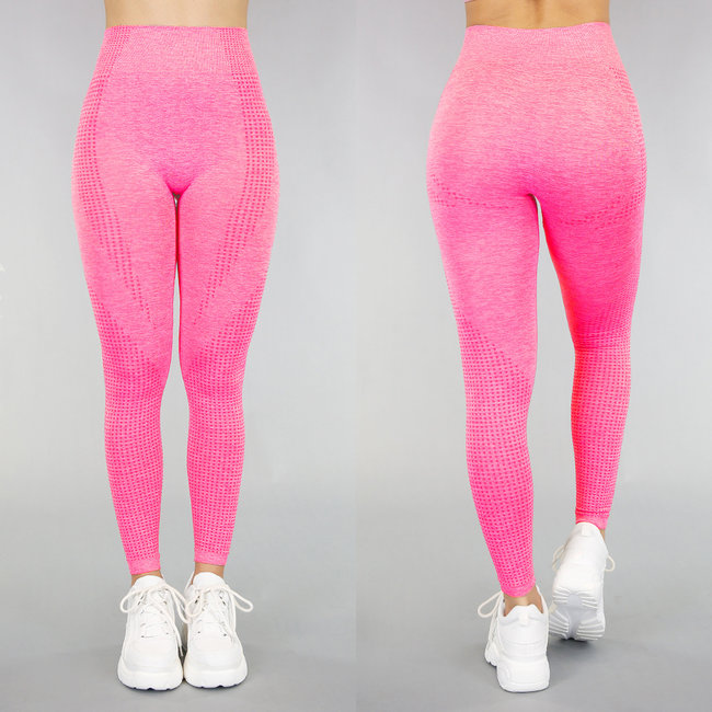 Neon-Pink Ultra hohe Taille Sport Leggings