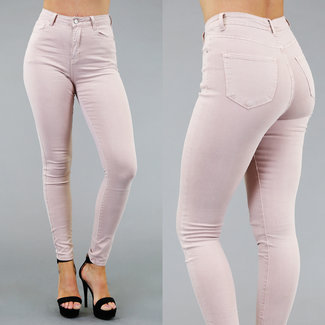 SALE35 Hellrosa Skinny Jeans mit hoher Taille und Stretch