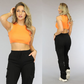 OP=OP! Ärmelloses Orange Rib Crop Top