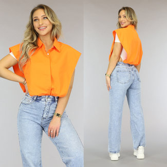 SALE80 Orangefarbene Bluse mit offenen Seiten