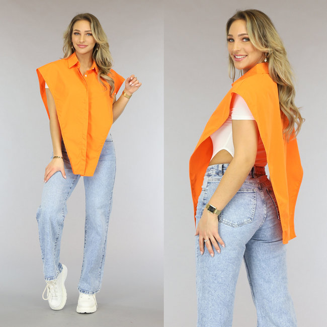 Orangefarbene Bluse mit offenen Seiten