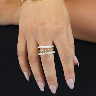 SALE80 Gold Dreifach-Ring mit Perlen