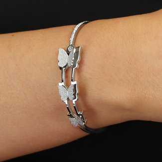 BF2023 Silberarmband mit Strass und Schmetterlingen