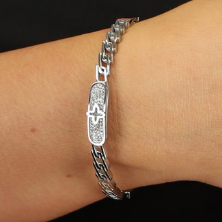 BF2023 Silbernes Gliederarmband mit Strass-Detail