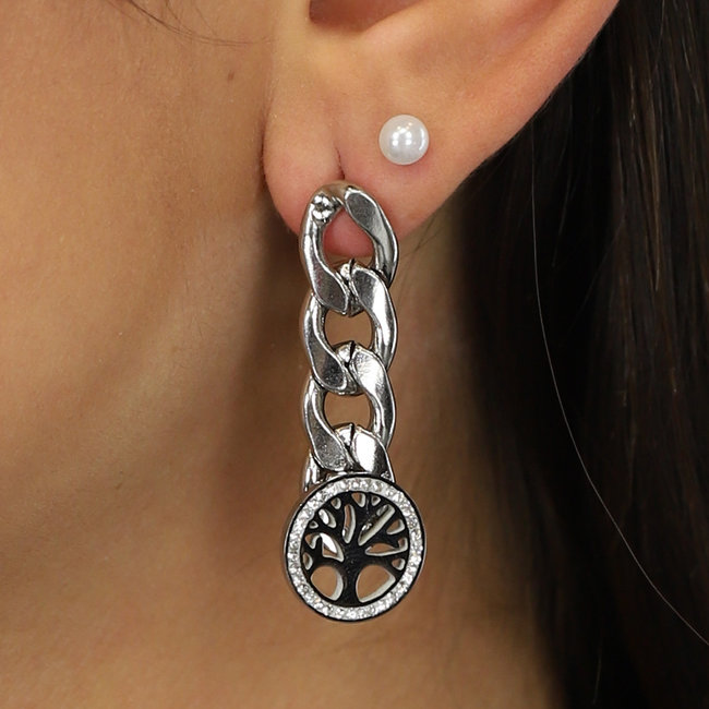 Silberne Ohrringe mit Strass-Wunschbaum