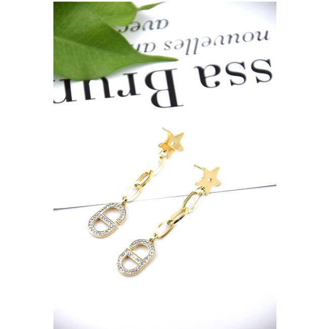 Gold-Ohrringe mit Stern und DD