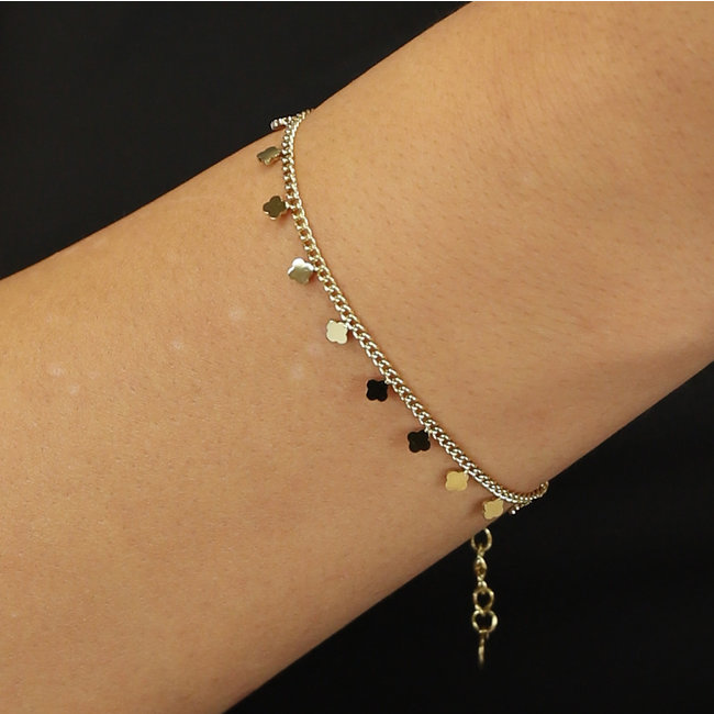 Mini-Charm-Armband mit Kleeblättern Gold