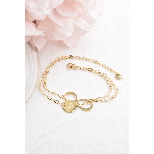 Zweiteiliges Armband mit Infinity-Charm und F-Charm