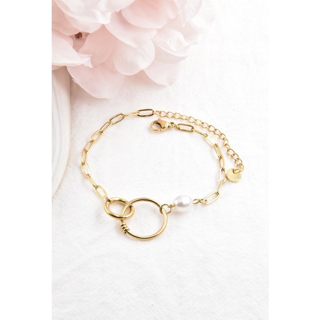 Connected Circles Armband mit Perle Gold