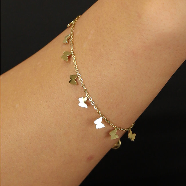 Minimalistisches Charms-Armband mit Schmetterlingen Gold