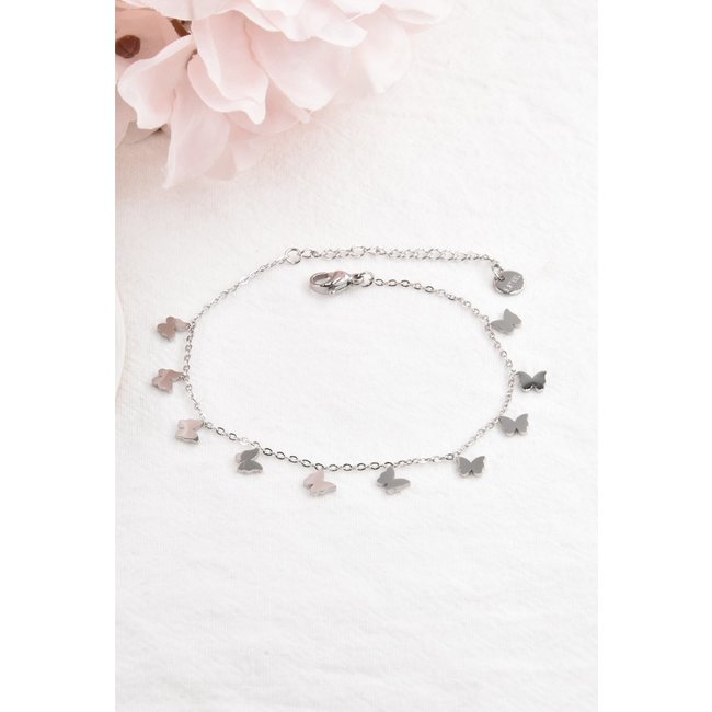 Minimalistisches Bettelarmband mit Schmetterlingen Silber