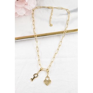 SALE80 Goldfarbene Halskette mit Schlüsselanhänger