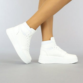 Weiße High Sneakers mit Plateau