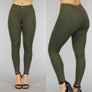 OP=OP! Grüne Basic-Jeans mit hoher Taille Jeggings