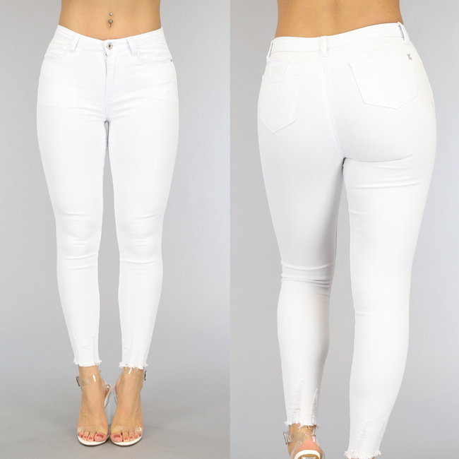 Weiße Basic-Jeans mit mittlerer Taille
