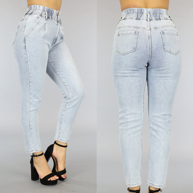 Hochtaillierte Paperbag Mom Jeans mit Waschung