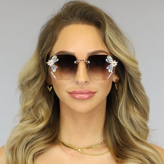 SALE50 Goldene Glitzersonnenbrille mit grauen Gläsern